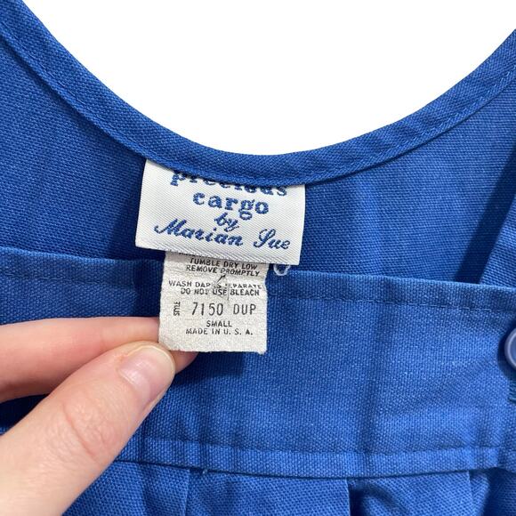 Vintage 60s Blue Cotton Blend Casual Overalls by Marion Sue- Size Small - Picture 7 of 11